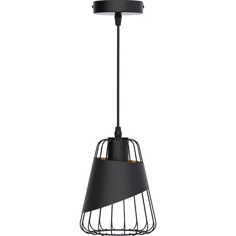 Klassieke LED Hanglamp Aigi Pendin - Zwarte LED Lamp met E27 Fitting & Aluminium Frame