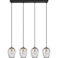 Mat Zwarte Metalen LED Hanglamp - 4-lichts E27 Fitting Mat Zwarte Metalen LED Hanglamp - 4-lichts E27 Fitting