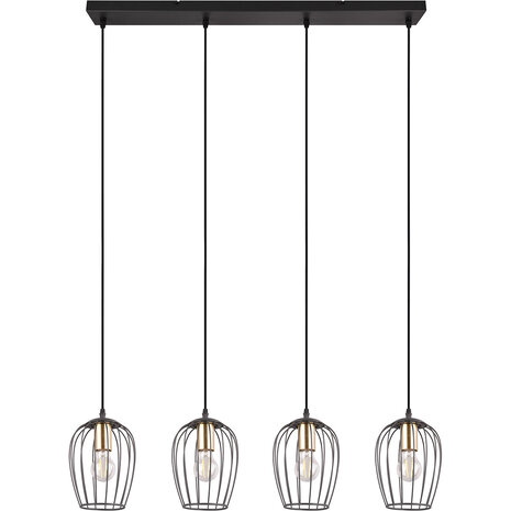 HLW LED Moderne Mat Zwarte Metalen LED Hanglamp - 4-lichts E27 LED Lamp HLW LED Moderne Mat Zwarte Metalen LED Hanglamp - 4-lichts E27 LED Lamp