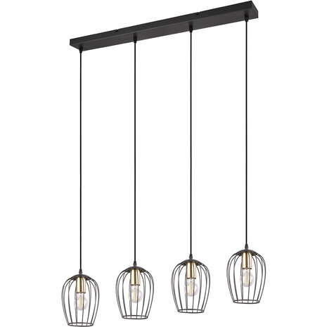 HLW LED Moderne Mat Zwarte Metalen LED Hanglamp - 4-lichts E27 LED Lamp HLW LED Moderne Mat Zwarte Metalen LED Hanglamp - 4-lichts E27 LED Lamp