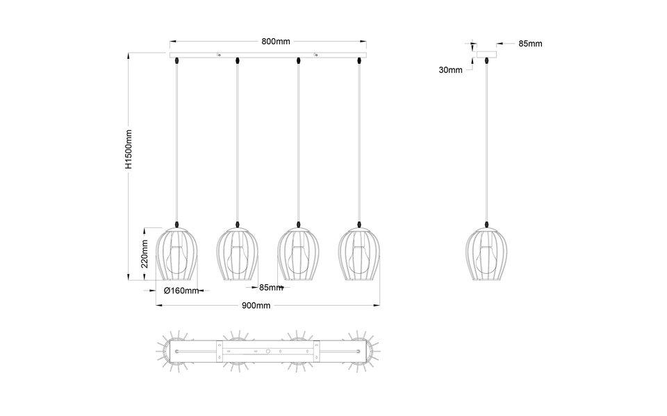 HLW LED Moderne Mat Zwarte Metalen LED Hanglamp - 4-lichts E27 LED Lamp HLW LED Moderne Mat Zwarte Metalen LED Hanglamp - 4-lichts E27 LED Lamp