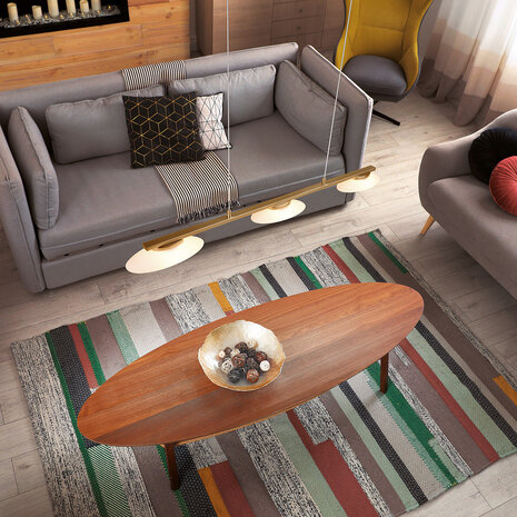 HLW LED Metalen Dimbare LED Hanglamp 3-lichts - 9W Warm Wit - Mat Messing