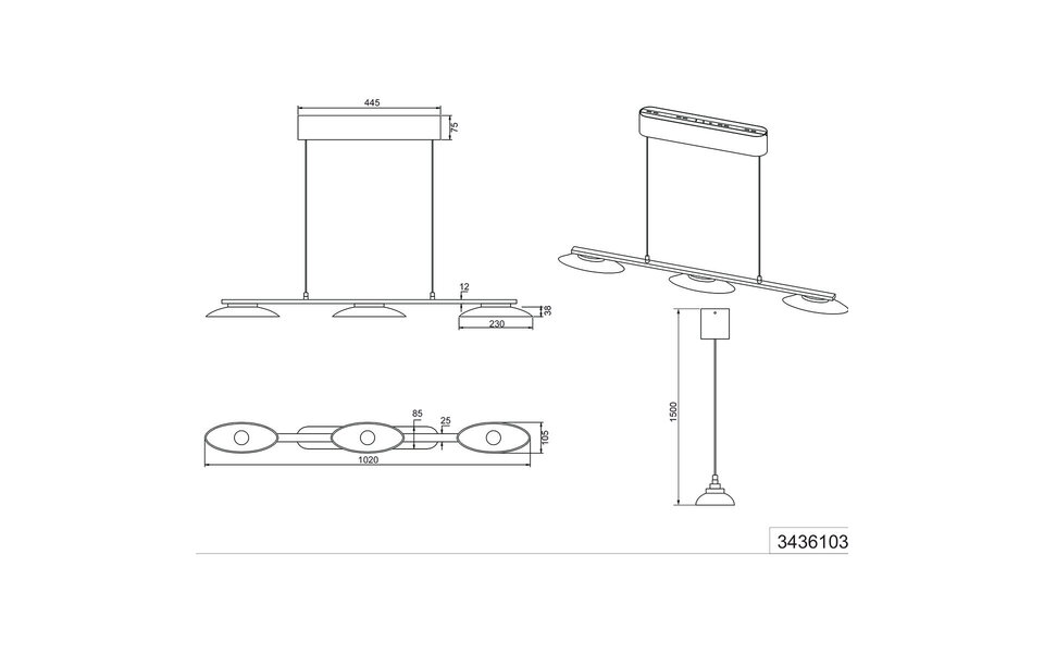 HLW LED Metalen Dimbare LED Hanglamp 3-lichts - 9W Warm Wit - Mat Messing HLW LED Metalen Dimbare LED Hanglamp 3-lichts - 9W Warm Wit - Mat Messing