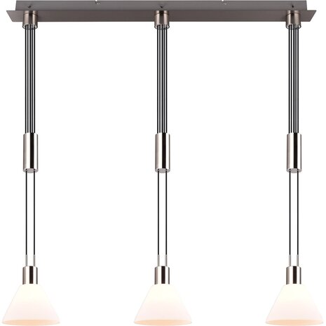 HLW LED LED Hanglamp Trion Stey - Metalen LED Hanglamp met Glas en 3 Lichtpunten