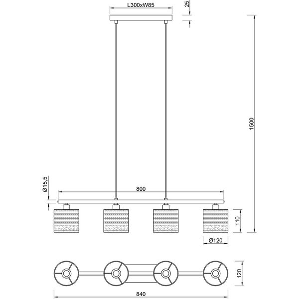 HLW LED Moderne Metalen Zwarte LED Hanglamp Trion Lazo - 4-lichts E14 Verstelbaar HLW LED Moderne Metalen Zwarte LED Hanglamp Trion Lazo - 4-lichts E14 Verstelbaar