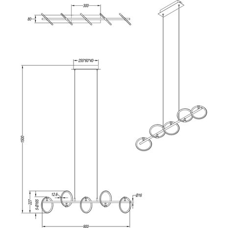HLW LED Witte Metalen LED Hanglamp Trion Arko - 5 Draaibare Lichtpunten, 4W LED Warm Wit HLW LED Witte Metalen LED Hanglamp Trion Arko - 5 Draaibare Lichtpunten, 4W LED Warm Wit