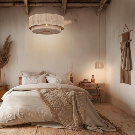 HLW LED LED Hanglamp Trion Alisa - 1-lichts, Rond, E27 Fitting, Bruin Jute, 31 cm HLW LED LED Hanglamp Trion Alisa - 1-lichts, Rond, E27 Fitting, Bruin Jute, 31 cm