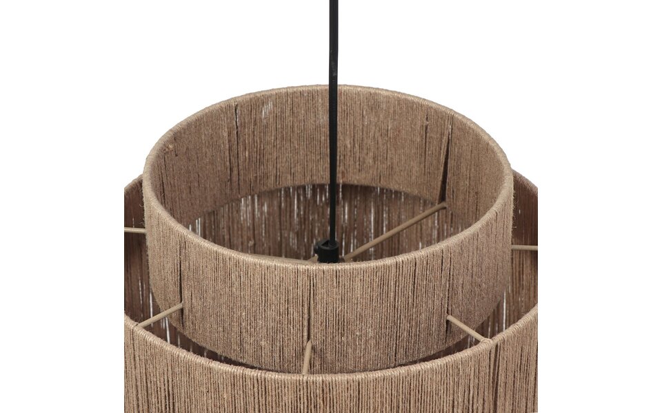 HLW LED LED Hanglamp Trion Alisa - 1-lichts, Rond, E27 Fitting, Bruin Jute, 31 cm