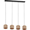LED Hanglamp Trion Alisa - 4-lichts, Rechthoek, Bruin Jute LED Hanglamp Trion Alisa - 4-lichts, Rechthoek, Bruin Jute