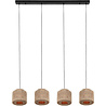 HLW LED LED Hanglamp Trion Alisa - 4-lichts Rechthoekige LED lamp met jute lampenkappen