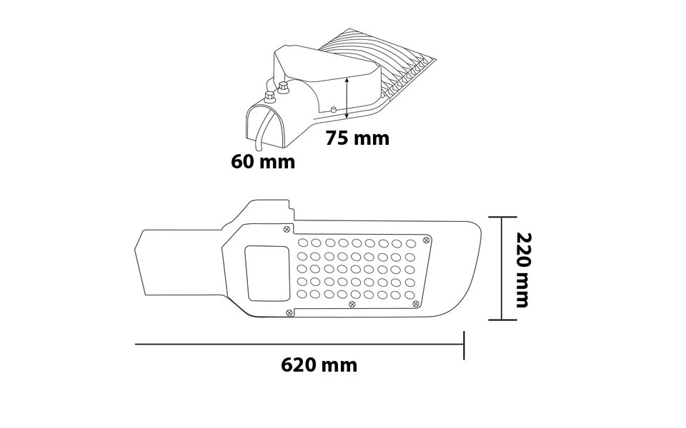 HLW LED Waterdichte 100W Aluminium LED Straatlamp in Mat Zwart - Helder Koud Wit