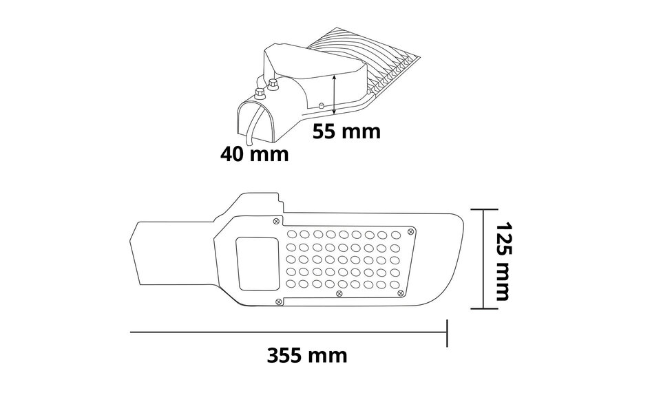 HLW LED Orny 30W Waterdichte LED Straatlamp - Aluminium, Mat Zwart, Helder 6400K