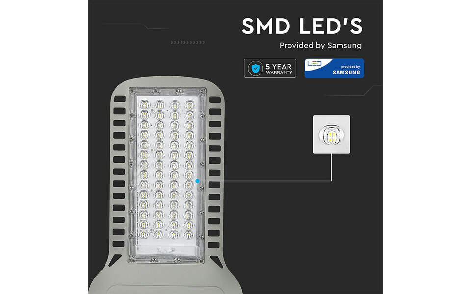 HLW LED Waterdichte Slimme 100W LED Straatlamp - Aluminium, Mat Grijs, Natuurlijk Wit 4000K