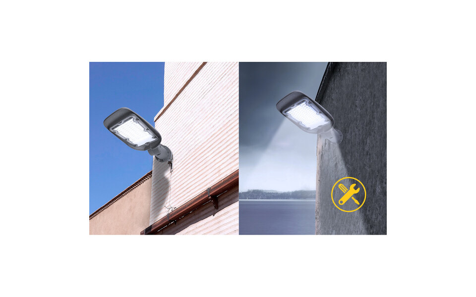 HLW LED Waterdichte 100W Aluminium LED Straatlamp - Mat Grijs, Daglicht Wit 6500K
