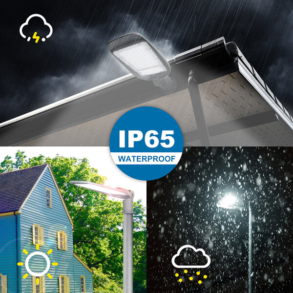 HLW LED Mat Grijze 200W Aluminium LED Straatlamp - Waterdicht IP65, Daglicht Wit 6500K