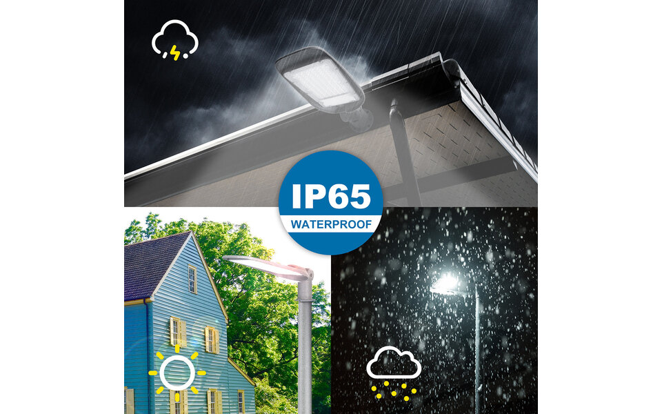 HLW LED Waterdichte 30W Aluminium LED Straatlamp - Mat Grijs & Witte Daglicht Wit