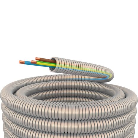 HLW LED Voorbedrade flexibele buis 100m 3x2,5mm² 16mm halogeenvrij HLW LED Voorbedrade flexibele buis 100m 3x2,5mm² 16mm halogeenvrij