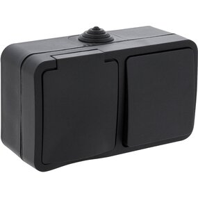 Q-LINK Buiten Stopcontact & Schakelaar Mat Zwart IP54 LED