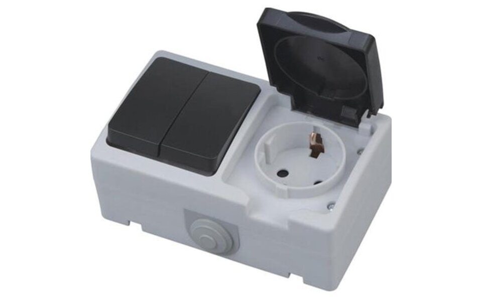 HLW LED Waterdicht geaard buitenstopcontact IP54 met schakelaar