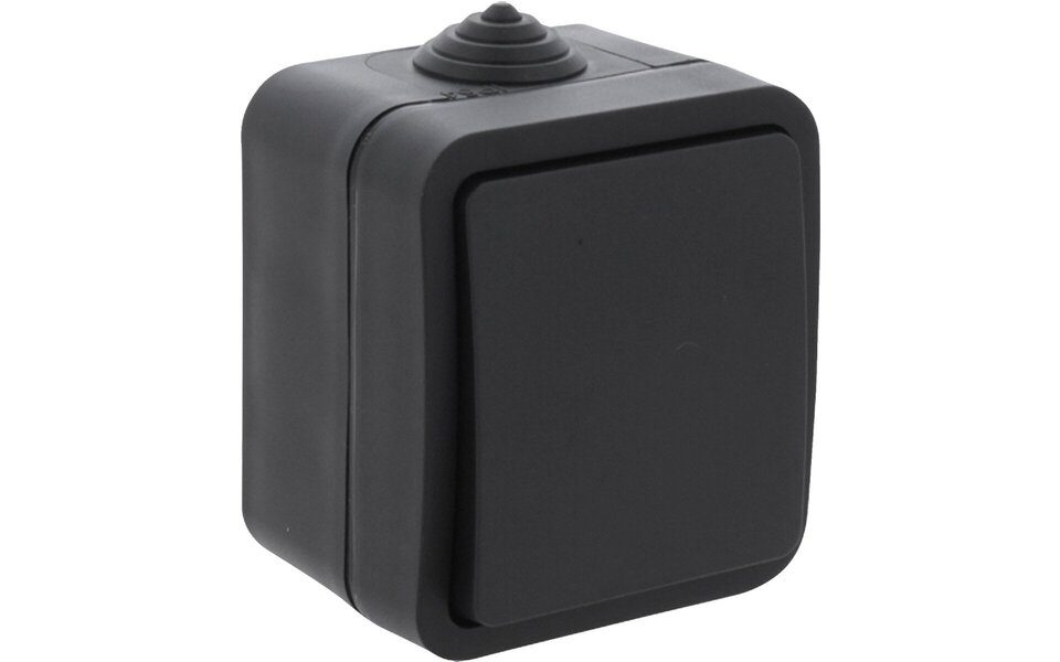 Q-LINK Q-LINK 1-voudige wisselschakelaar IP54 mat zwart 230V