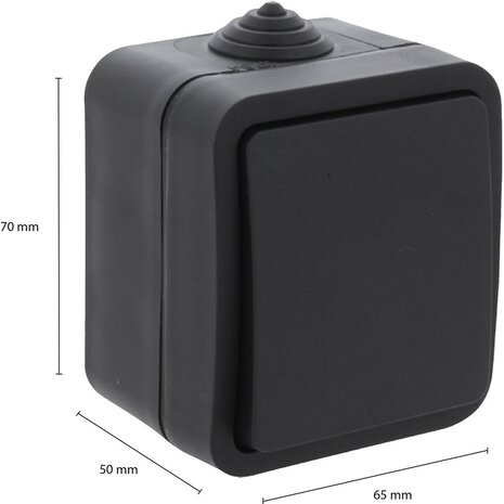 Q-LINK Q-LINK 1-voudige wisselschakelaar IP54 mat zwart 230V Q-LINK Q-LINK 1-voudige wisselschakelaar IP54 mat zwart 230V