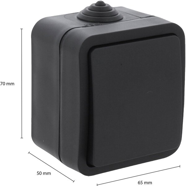 Q-LINK Q-LINK 1-voudige wisselschakelaar IP54 mat zwart 230V Q-LINK Q-LINK 1-voudige wisselschakelaar IP54 mat zwart 230V