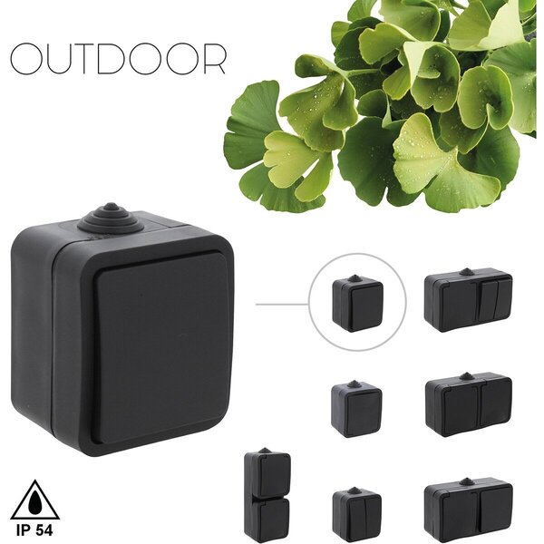 Q-LINK Q-LINK 1-voudige wisselschakelaar IP54 mat zwart 230V Q-LINK Q-LINK 1-voudige wisselschakelaar IP54 mat zwart 230V