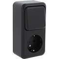 Q-LINK wandcontactdoos mat zwart met wisselschakelaar