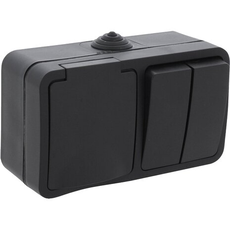 Q-LINK mat zwarte buitenwandcontactdoos IP54 met LED Q-LINK mat zwarte buitenwandcontactdoos IP54 met LED