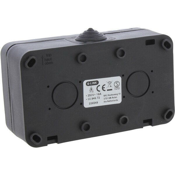 Q-LINK Q-LINK mat zwarte buitenwandcontactdoos IP54 met LED Q-LINK Q-LINK mat zwarte buitenwandcontactdoos IP54 met LED