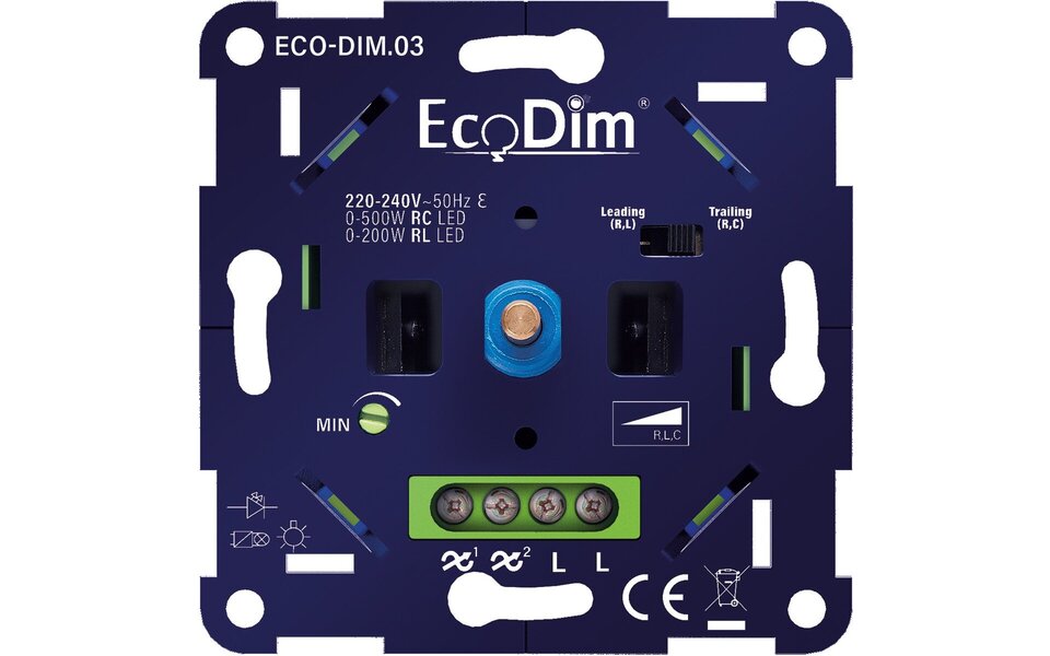 EcoDim EcoDim LED Dimmer 0–500W | Stille inbouwdimmer