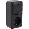 Q-LINK Wandcontactdoos Mat Zwart 2x Schakelaar + Geaard Q-LINK Wandcontactdoos Mat Zwart 2x Schakelaar + Geaard