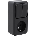Q-LINK Wandcontactdoos Mat Zwart 2x Schakelaar + Geaard Q-LINK Wandcontactdoos Mat Zwart 2x Schakelaar + Geaard