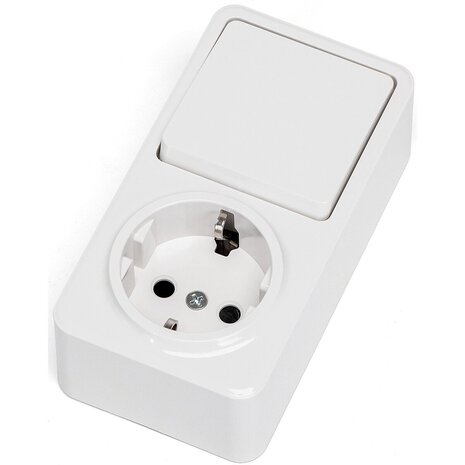 HLW LED Aigi Winy opbouw wandcontactdoos wit + wissel randaarde