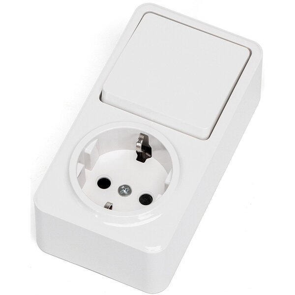 HLW LED Aigi Winy opbouw wandcontactdoos wit + wissel randaarde