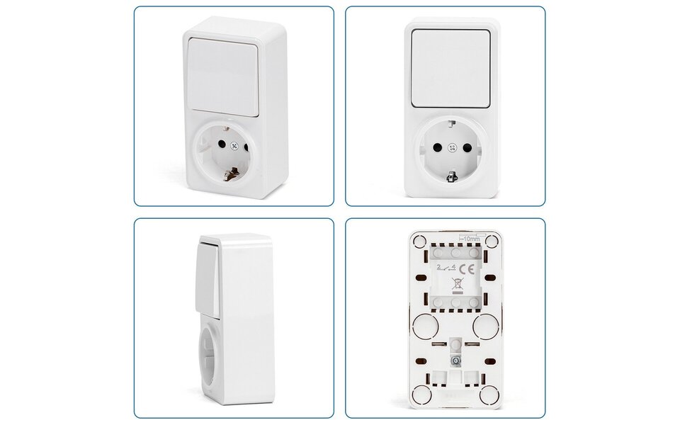 HLW LED Aigi Winy opbouw wandcontactdoos wit + wissel randaarde