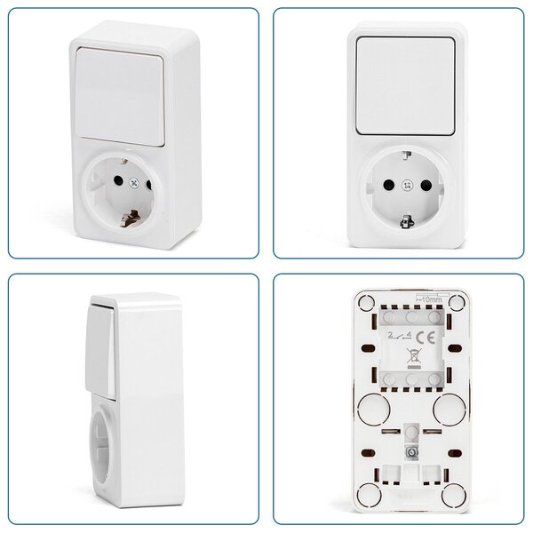 HLW LED Aigi Winy opbouw wandcontactdoos wit + wissel randaarde