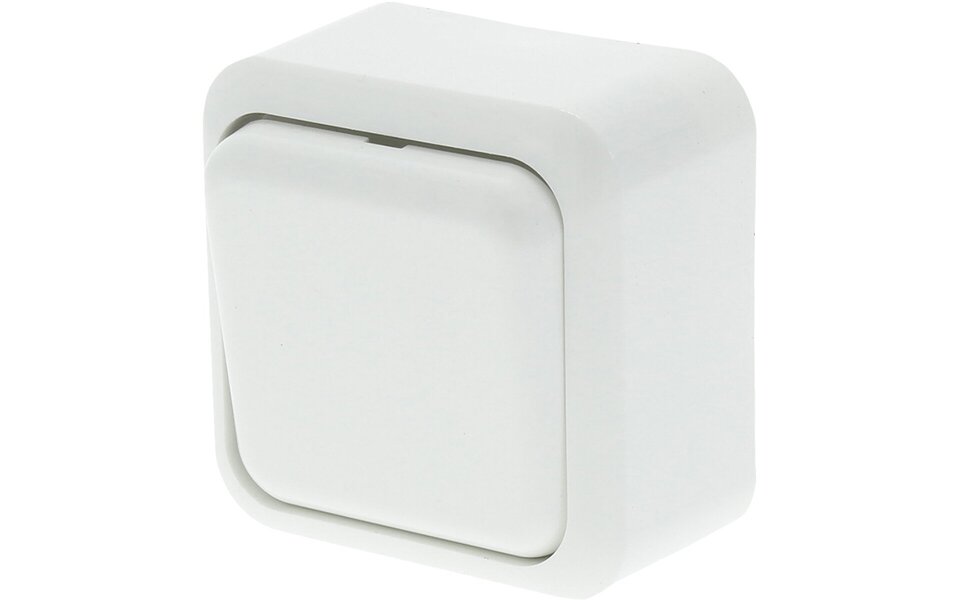 Q-LINK Q-LINK 1-voudige wisselschakelaar opbouw polarwit 250V LED