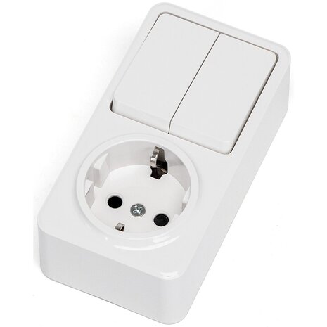 HLW LED Wandcontactdoos Aigi Winy opbouw 2-voudig + stopcontact