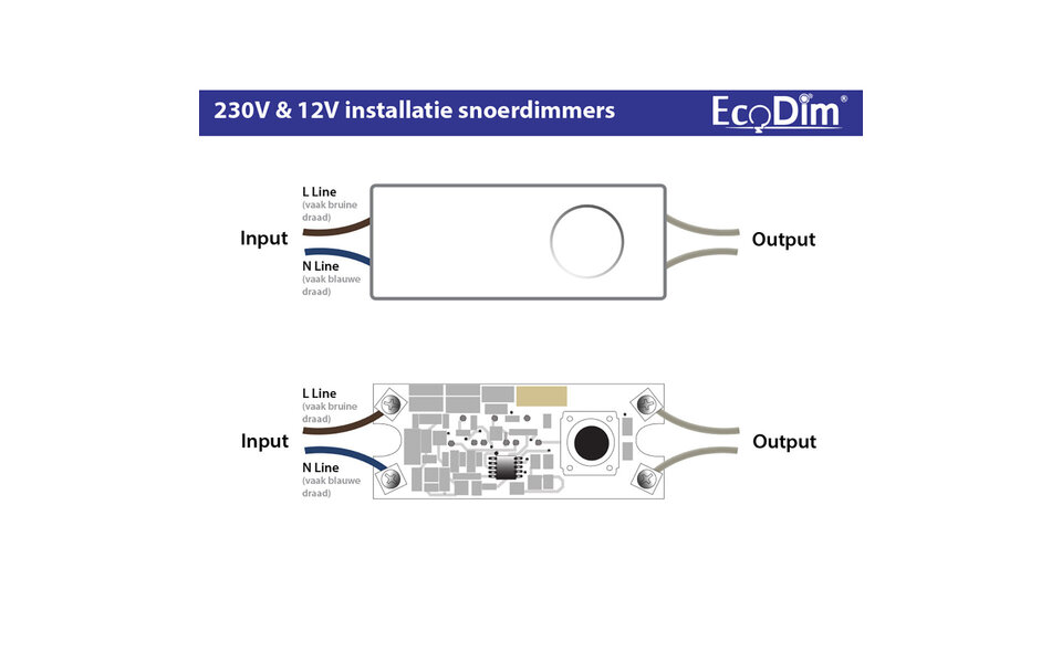 EcoDim EcoDim LED Snoerdimmer 0-50W - compacte zwarte dimmer