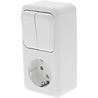 Q-LINK Polarwit 2-voudige serieschakelaar met geaard stopcontact Q-LINK Polarwit 2-voudige serieschakelaar met geaard stopcontact