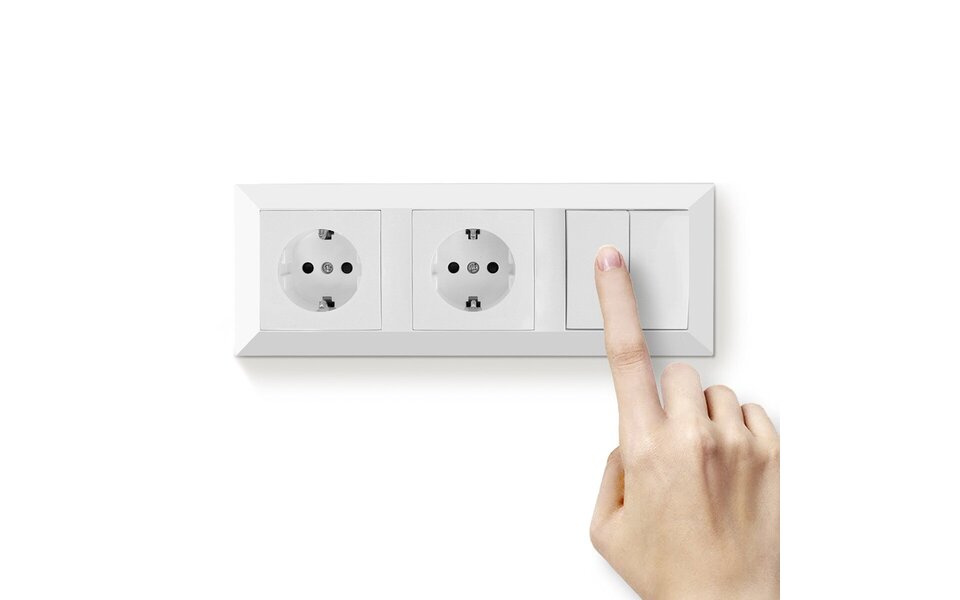 HLW LED Aigi Cika wit geaard stopcontact + 2-voudige schakelaar