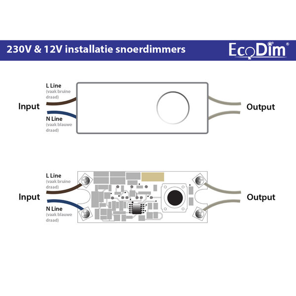 EcoDim EcoDim LED snoerdimmer 0-50W (fase-afsnijding), flikkervrij EcoDim EcoDim LED snoerdimmer 0-50W (fase-afsnijding), flikkervrij