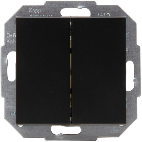 KOPP Athenis HK07 mat zwart 2-knops wisselschakelaar KOPP Athenis HK07 mat zwart 2-knops wisselschakelaar