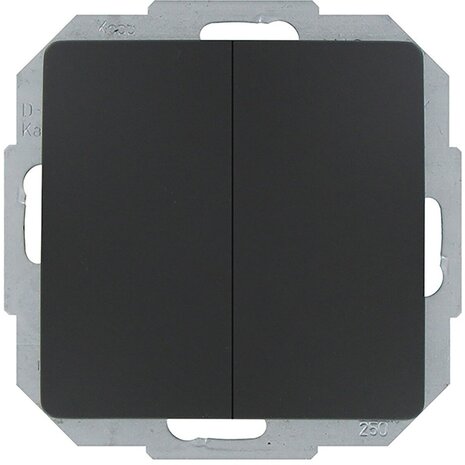 KOPP KOPP Mat Zwarte 2-knops Dubbele Wisselschakelaar Paris HK05