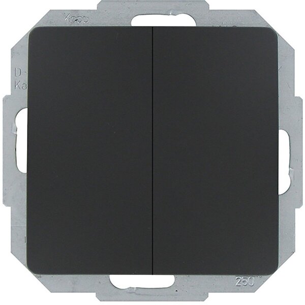 KOPP KOPP Mat Zwarte 2-knops Dubbele Wisselschakelaar Paris HK05