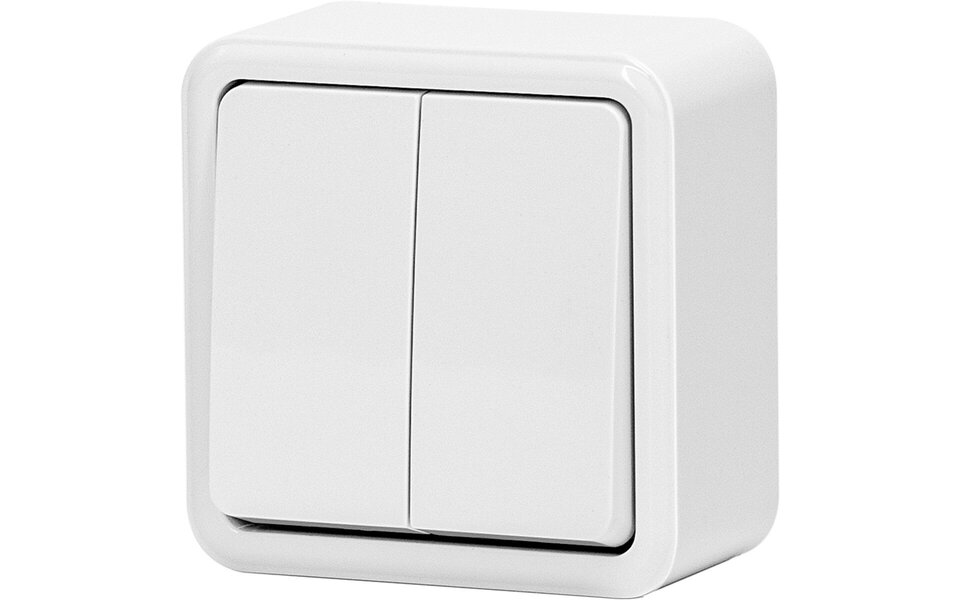 HLW LED Aigi Winy Dubbele Serieschakelaar 2-knops Wit 250V/10A HLW LED Aigi Winy Dubbele Serieschakelaar 2-knops Wit 250V/10A