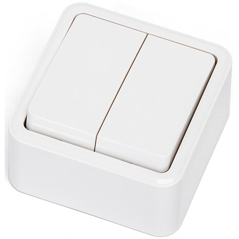 HLW LED Aigi Winy Dubbele Serieschakelaar 2-knops Wit 250V/10A