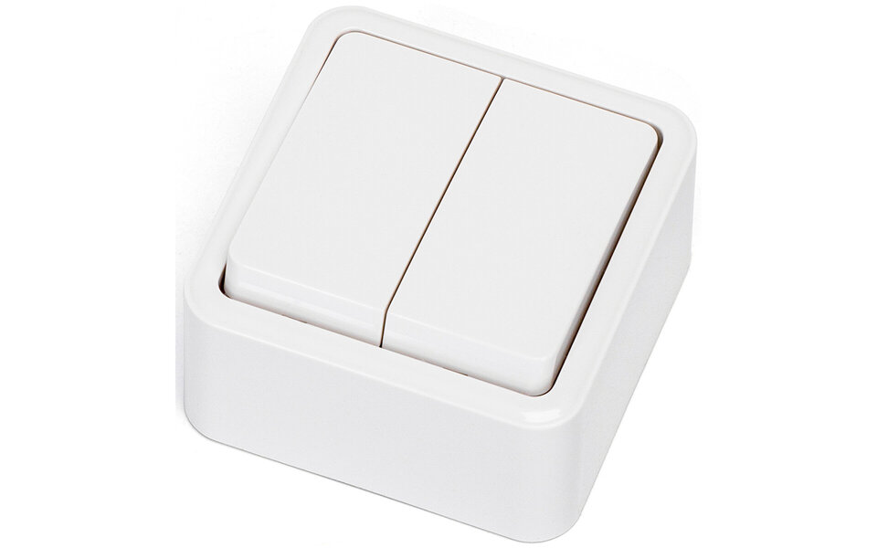 HLW LED Aigi Winy Dubbele Serieschakelaar 2-knops Wit 250V/10A HLW LED Aigi Winy Dubbele Serieschakelaar 2-knops Wit 250V/10A