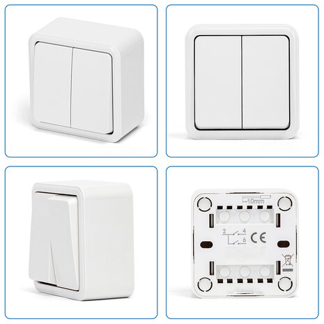 HLW LED Aigi Winy Dubbele Serieschakelaar 2-knops Wit 250V/10A